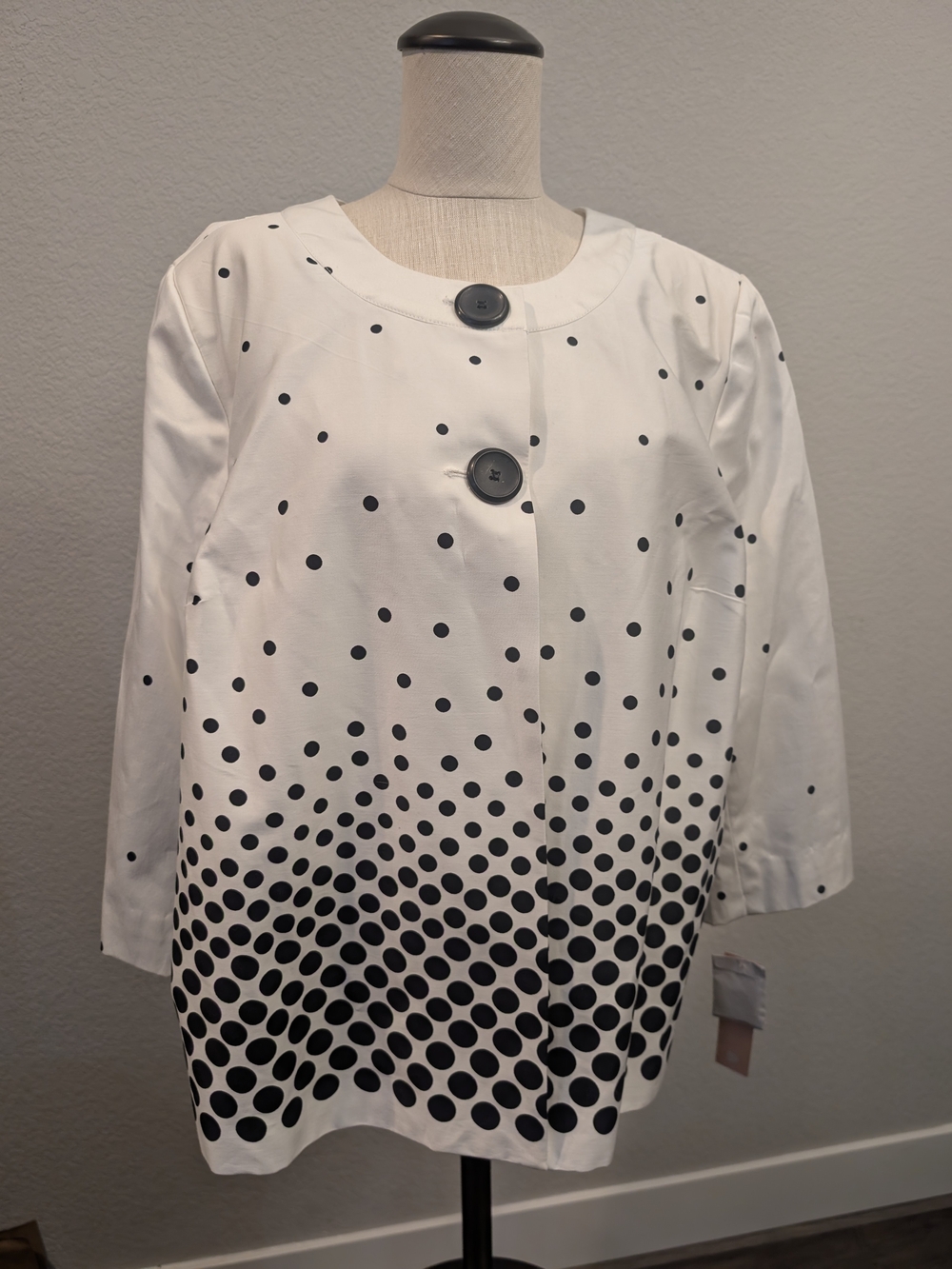 NWT dressbarn Polka Dot Blouse in White & Black Size 2XL